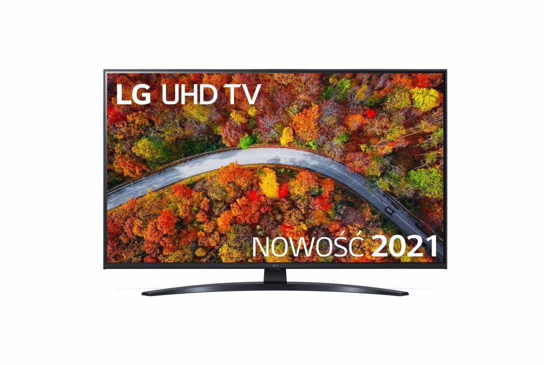 LG  Telewizor LG 43” UHD 4K 2021 AI TV ze sztuczną inteligencją, DVB-T2, 43UP8100, Widok z przodu telewizora LG UHD, 43UP81003LA