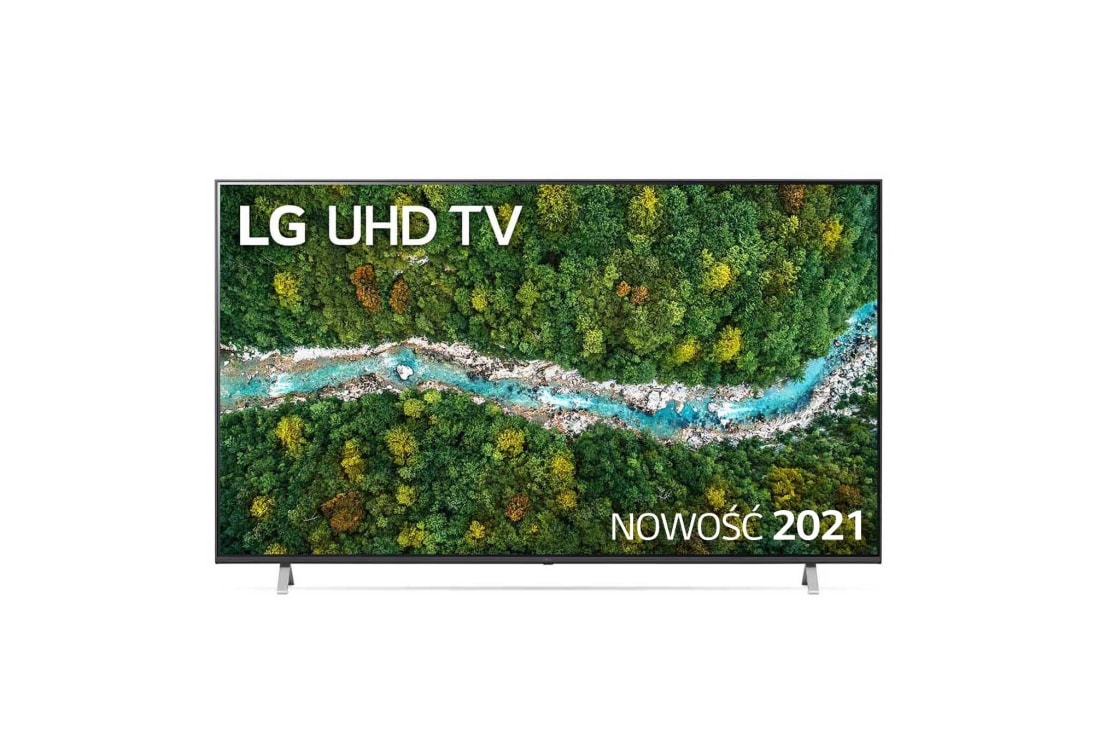 LG Telewizor LG 70” UHD 4K 2021 AI TV ze sztuczną inteligencją, DVB-T2/HEVC, 70UP7700, Widok z przodu telewizora LG UHD, 70UP77003LB