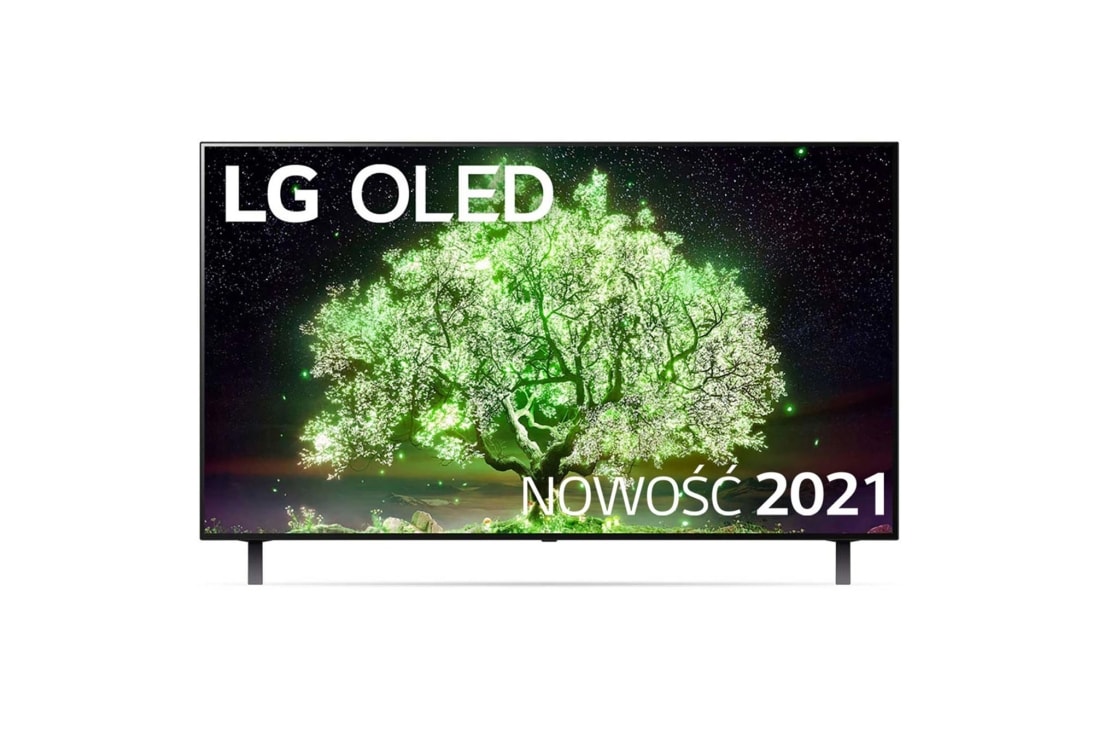 LG Telewizor LG 48” OLED 4K 2021 AI TV ze sztuczną inteligencją, DVB-T2/HEVC, OLED48A1, widok z przodu, OLED48A13LA