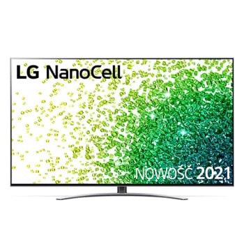 LG 55 collu NanoCell 4K televizors ar α7 procesoru un HGIG režīmu spēlēm, Skats no priekšpuses uz LG NanoCell televizoru, 55NANO883Pb1