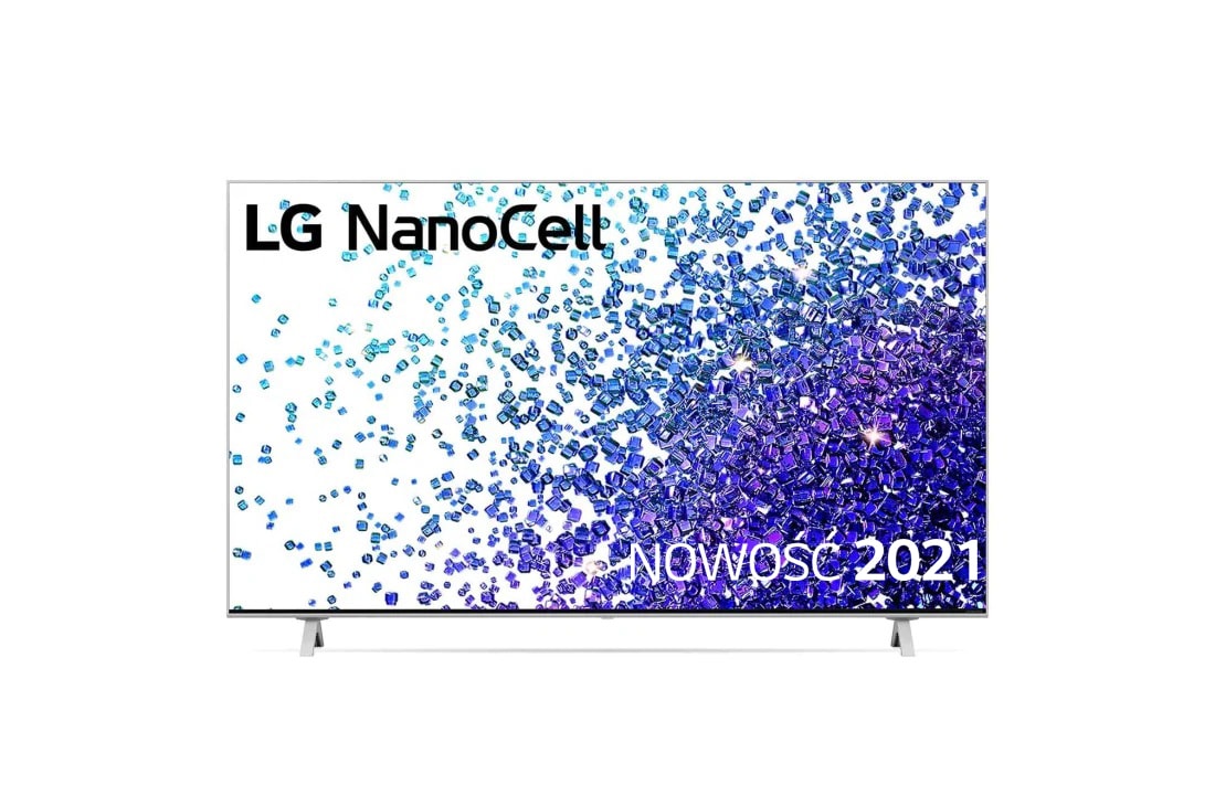 LG Telewizor LG 55” NanoCell 4K 2021 AI TV ze sztuczną inteligencją, DVB-T2/HEVC, 55NANO77, Widok z przodu telewizora LG NanoCell, 55NANO773PA