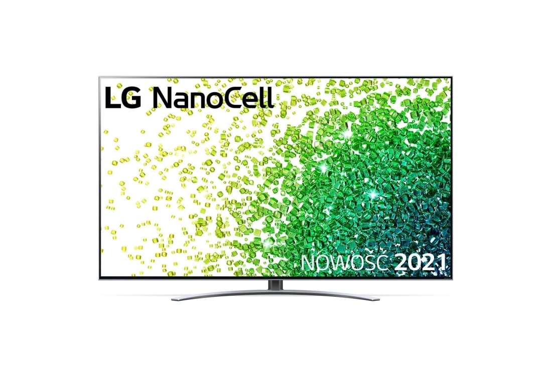 LG  Telewizor LG 75” NanoCell 4K 2021 AI TV ze sztuczną inteligencją, DVB-T2/HEVC, 75NANO88, Widok z przodu telewizora LG NanoCell, 75NANO883PB
