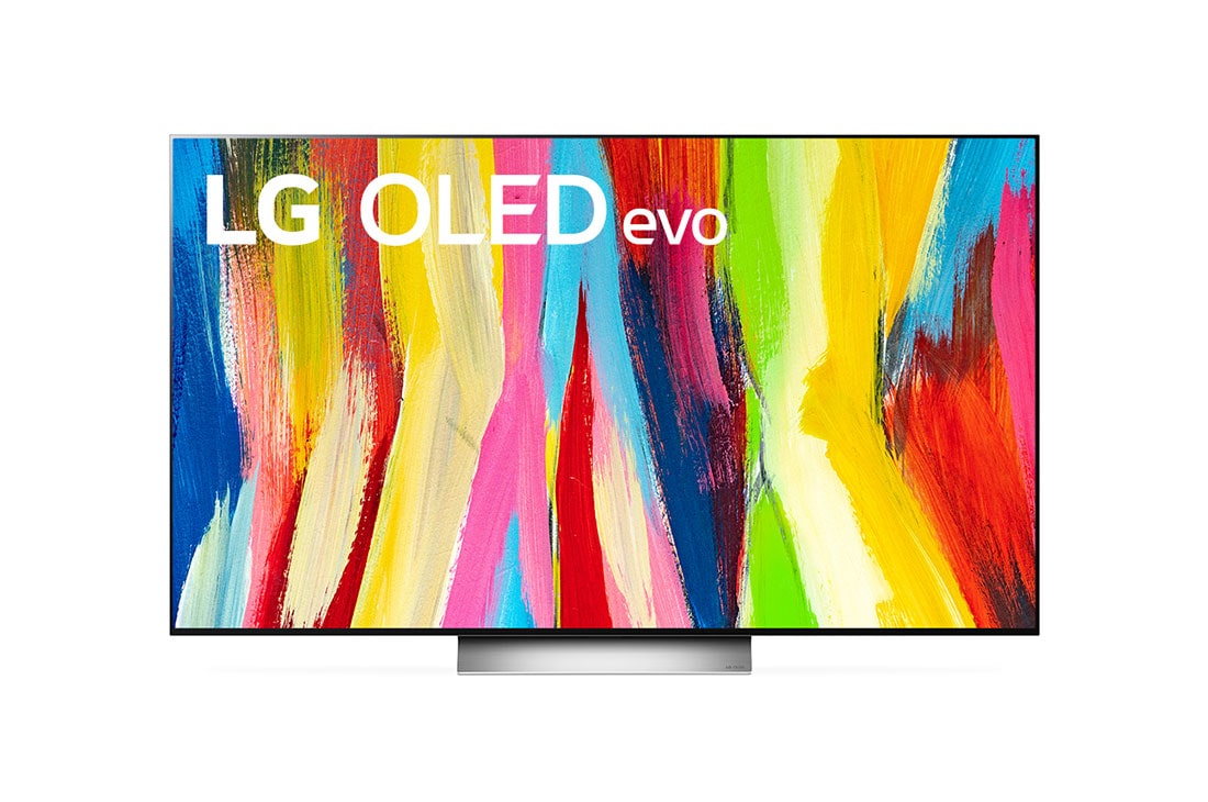 LG Telewizor LG 55” OLED evo 4K ze sztuczną inteligencją, Cinema HDR, Smart TV, 120Hz, DVB-T2/HEVC, OLED55C2, widok z przodu, OLED55C22LB