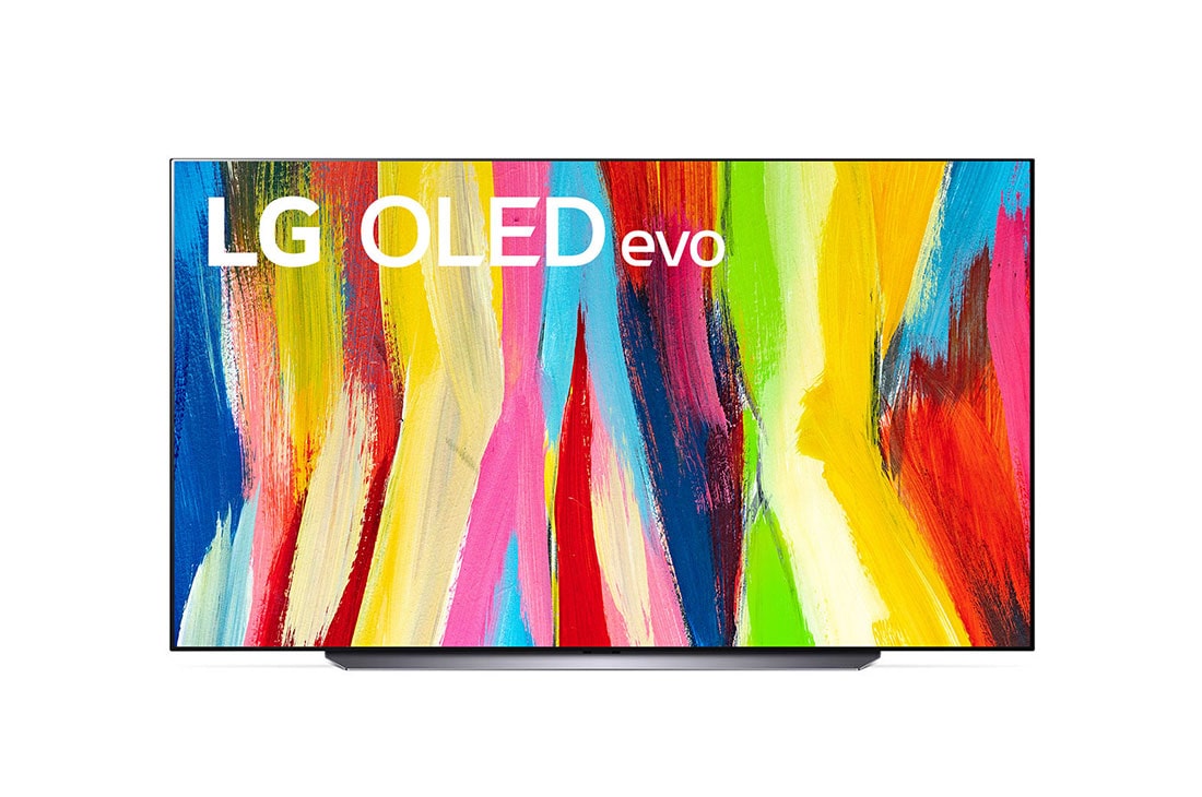 LG Telewizor LG 83” OLED evo 4K ze sztuczną inteligencją, Cinema HDR, Smart TV, 120Hz, DVB-T2/HEVC, OLED83C2, widok z przodu, OLED83C21LA