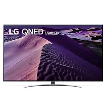 Widok z przodu telewizora LG QNED z obrazem wypełniającym i logo produktu1