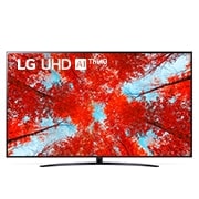 LG Telewizor LG 86'' UHD 4K AI TV ze sztuczną inteligencją, DVB-T2/HEVC, 86UQ9100, Widok z przodu telewizora LG UHD z obrazem wypełniającym i logo produktu, 86UQ91003LA, thumbnail 11