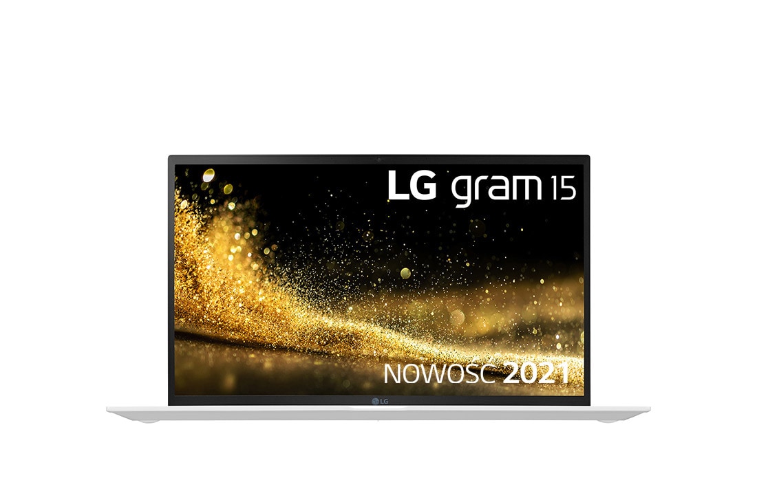 LG Laptop LG gram 15,6'' 2021, Windows 11 Home, SSD 512GB, 16GB, Intel Evo z procesorem Intel® Core™ i5 11 generacji, 15Z90P-G, kolor biały, Widok z przodu, 15Z90P-G.AA64Y