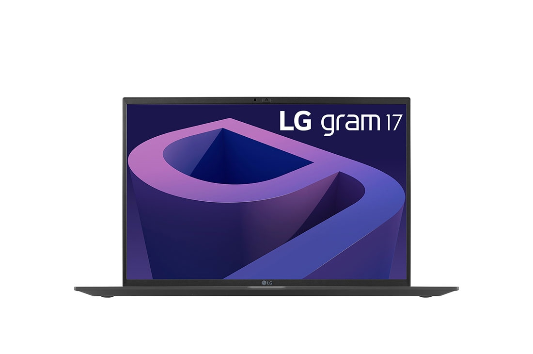 LG Laptop LG gram 17'' 2022 z matową matrycą, Windows 11 Home, SSD 512GB M.2 (NVME), 16 GB, Intel Evo z procesorem Intel® Core™ i5 12. generacji, 17Z90Q-G, kolor czarny, Widok z przodu, 17Z90Q-GAA55Y