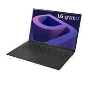 LG Laptop LG gram 17'' 2022 z matową matrycą, Windows 11 Home, SSD 512GB M.2 (NVME), 16 GB, Intel Evo z procesorem Intel® Core™ i5 12. generacji, 17Z90Q-G, kolor czarny, Widok z boku pod kątem -30 stopni przy otwartej pokrywie, 17Z90Q-GAA55Y, thumbnail 5