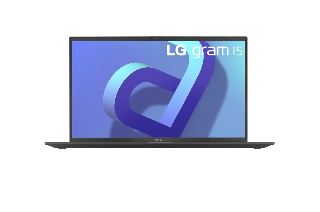 LG Laptop LG gram 15,6'' 2022 z matową matrycą, Windows 11 Home, SSD 512GB M.2 (NVME),16GB, Intel Evo z procesorem Intel® Core™ i5 12. generacji, 15Z90Q-G, kolor  szary, Widok z przodu, 15Z90Q-GAA55Y