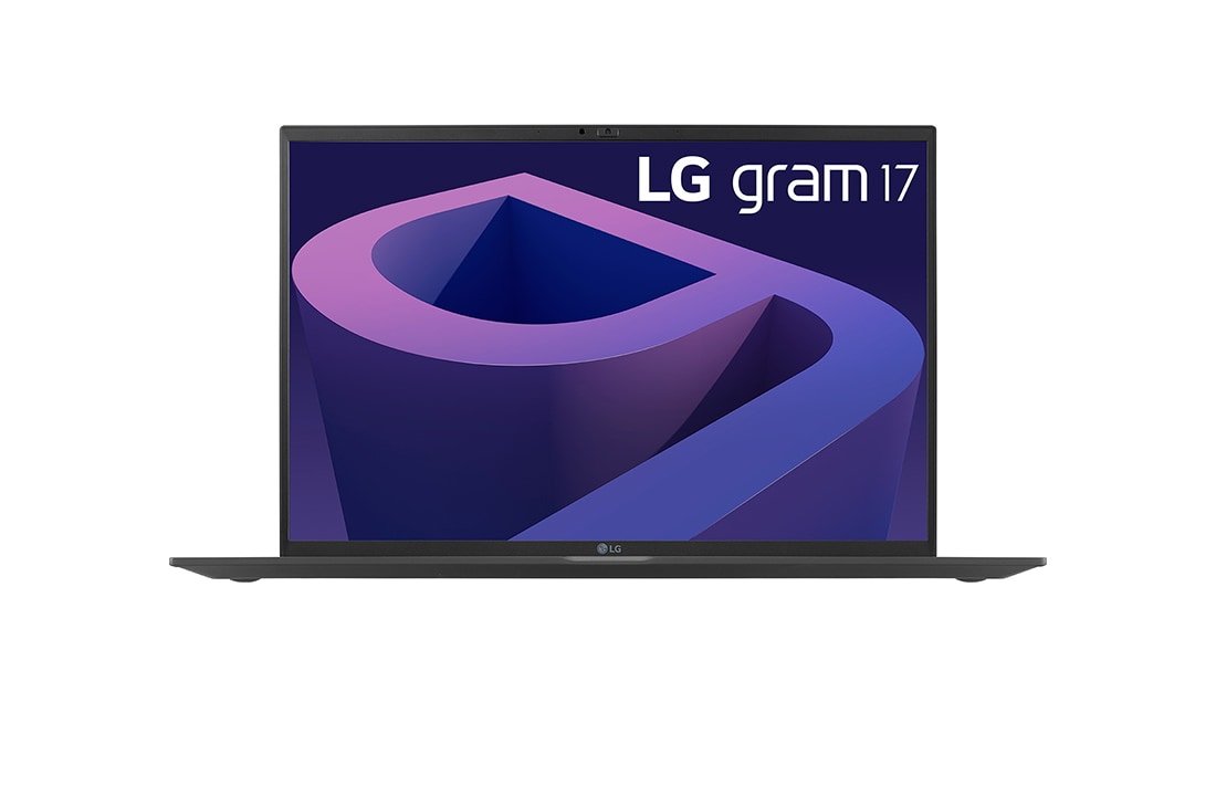 LG Laptop LG gram 17'' 2022 z matową matrycą, Windows 11 Home, SSD 512GB M.2(NVME), 16GB, Intel Evo z procesorem Intel® Core™ i7 12. generacji, 17Z90Q-G, kolor czarny, Widok z przodu, 17Z90Q-G.AA75Y