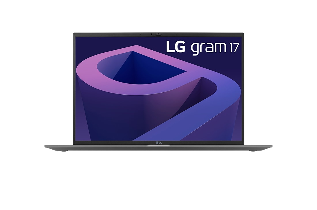 LG Laptop LG gram 17'' 2022 z matową matrycą, Windows 11 Home, SSD 1TB (NVME), 16GB, Intel Evo z procesorem Intel® Core™ i7 12. generacji, 17Z90Q-G, kolor szary, Widok z przodu, 17Z90Q-G.AA79Y