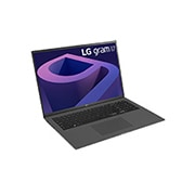 LG Laptop LG gram 17'' 2022 z matową matrycą, Windows 11 Home, SSD 1TB (NVME), 16GB, Intel Evo z procesorem Intel® Core™ i7 12. generacji, 17Z90Q-G, kolor szary, Widok z boku pod kątem +30 stopni przy otwartej pokrywie, 17Z90Q-G.AA79Y, thumbnail 4
