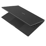 LG Laptop LG gram 14'' 2022 z matową matrycą, Windows 11 Home, SSD 1TB (NVME),16GB, Intel Evo z procesorem Intel® Core™ i7 12. generacji, 14Z90Q-G, kolor czarny, Widok z boku pod kątem -30 stopni przy częściowo otwartej pokrywie, 14Z90Q-G.AA78Y, thumbnail 15