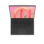 LG Laptop LG gram 14'' 2022 z matową matrycą, Windows 11 Home, SSD 1TB (NVME),16GB, Intel Evo z procesorem Intel® Core™ i7 12. generacji, 14Z90Q-G, kolor czarny, Widok z góry i otwarta pokrywa, 14Z90Q-G.AA78Y, thumbnail 15