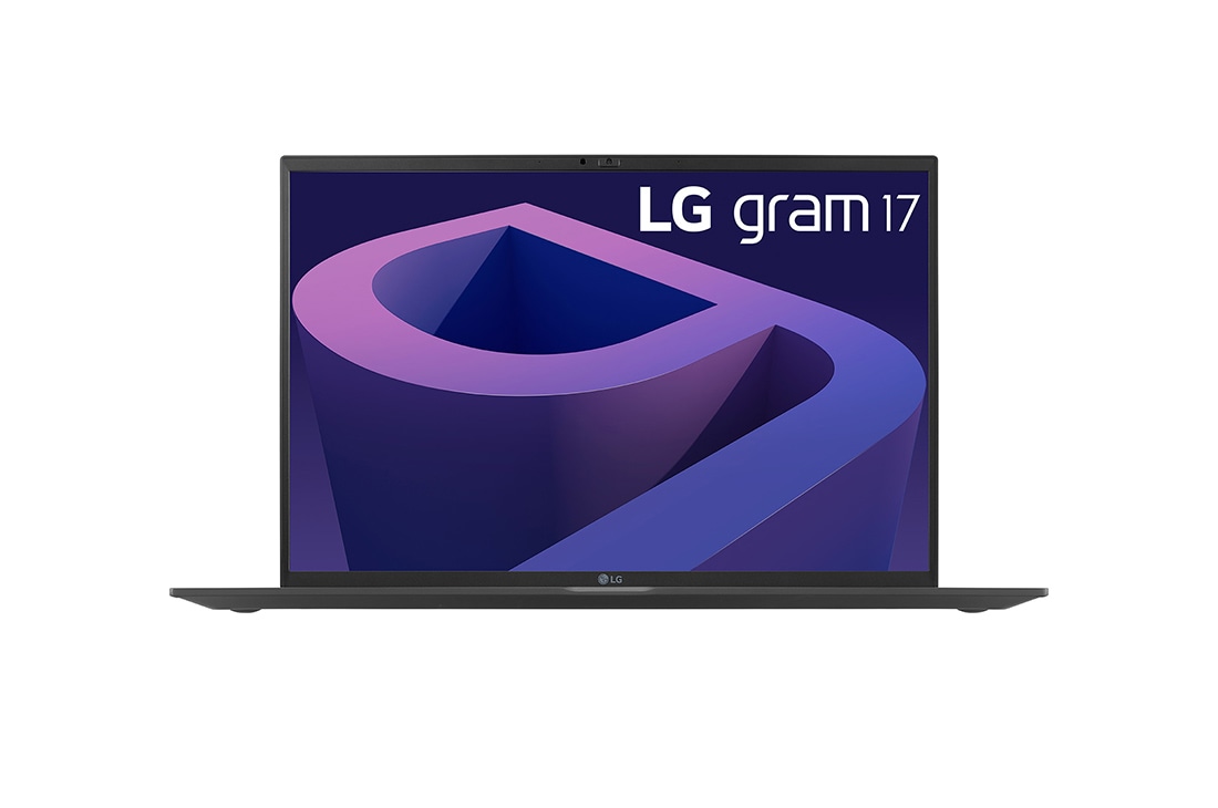 LG Laptop LG gram 17'' 2022 z matową matrycą, Windows 11 Home, SSD 2TB (NVME), 32GB, Intel Evo z procesorem Intel® Core™ i7 12. generacji, 17Z90Q-G, kolor czarny, Widok z przodu, 17Z90Q-G.AD7BY