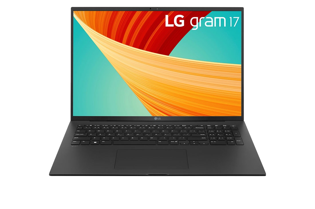 LG Laptop LG gram 17'' 2023 z matową matrycą, Windows 11 Home, SSD 1TB M.2 (NVME), 16GB, Intel Evo z procesorem Intel® Core™ i7 13. generacji, 17Z90R, kolor czarny, Widok z przodu z klawiaturą, 17Z90R-G.AA78Y, thumbnail 0