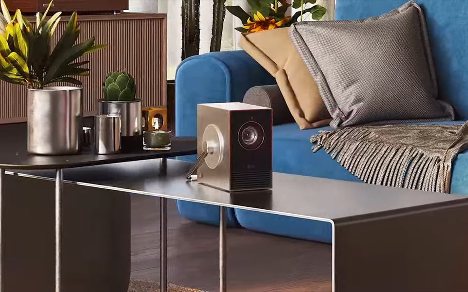 LG 4k projecter on the living room table
