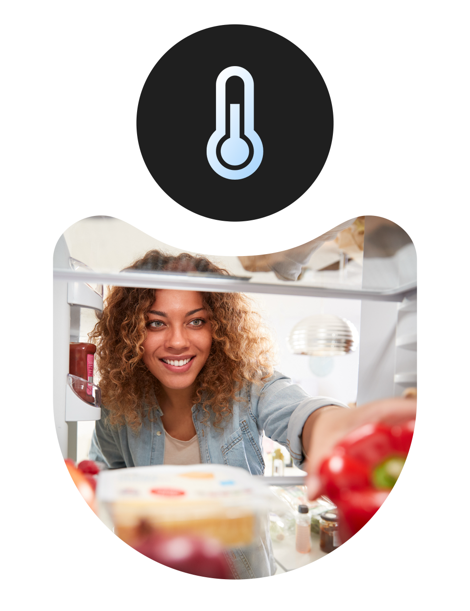 A woman properly stores a vegetable in the refrigerator