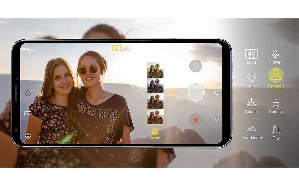 An image of lg v30 demonstrating its new ai cam function. Enabled by android 8.0 oreo software update.