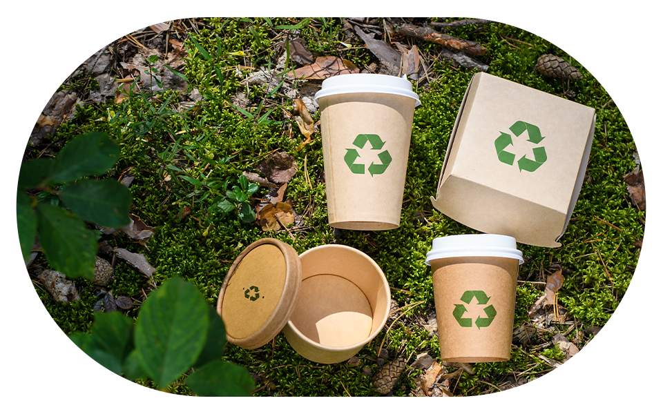 nadający się do recyklingu kubek na kawę i pudełko na burgera