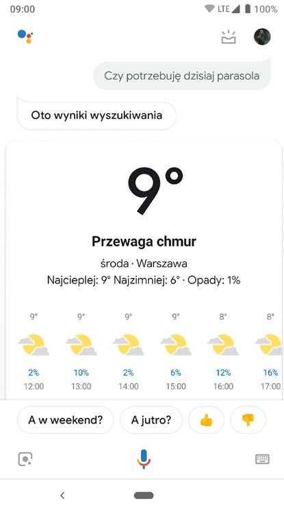 Google Assistant Pogoda