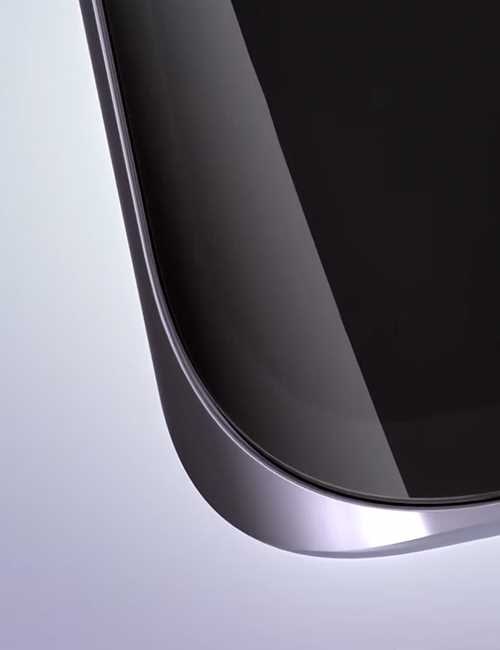 The sleek design of the curved edge of a LG VELVET