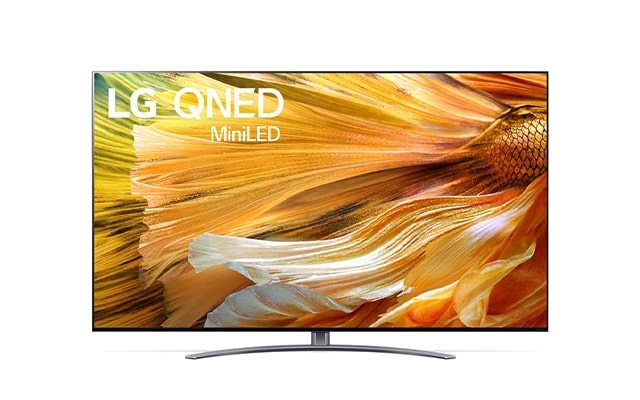 A front image of LG QNED MiniLED 4K smart TV.