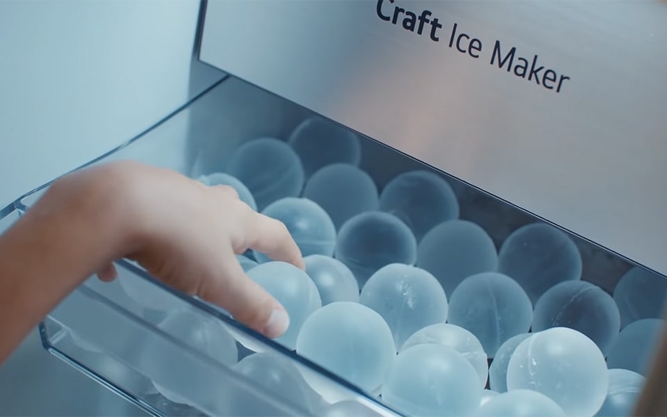 LG InstaView smart refrigerators with Craft Ice make perfect ice balls automatically.
