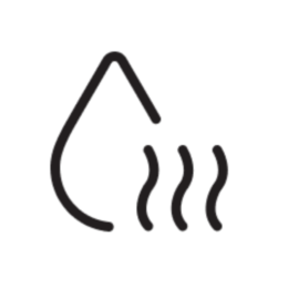 Este afișată o pictogramă cu o picătură de apă, cu o pictogramă de abur în față.