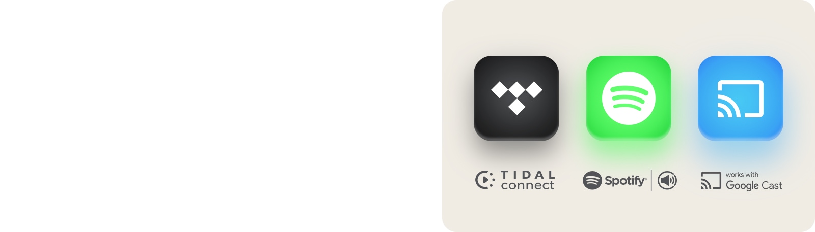 Logo TIDAL Connect Logo Spotify Logo încorporat Chromecast
