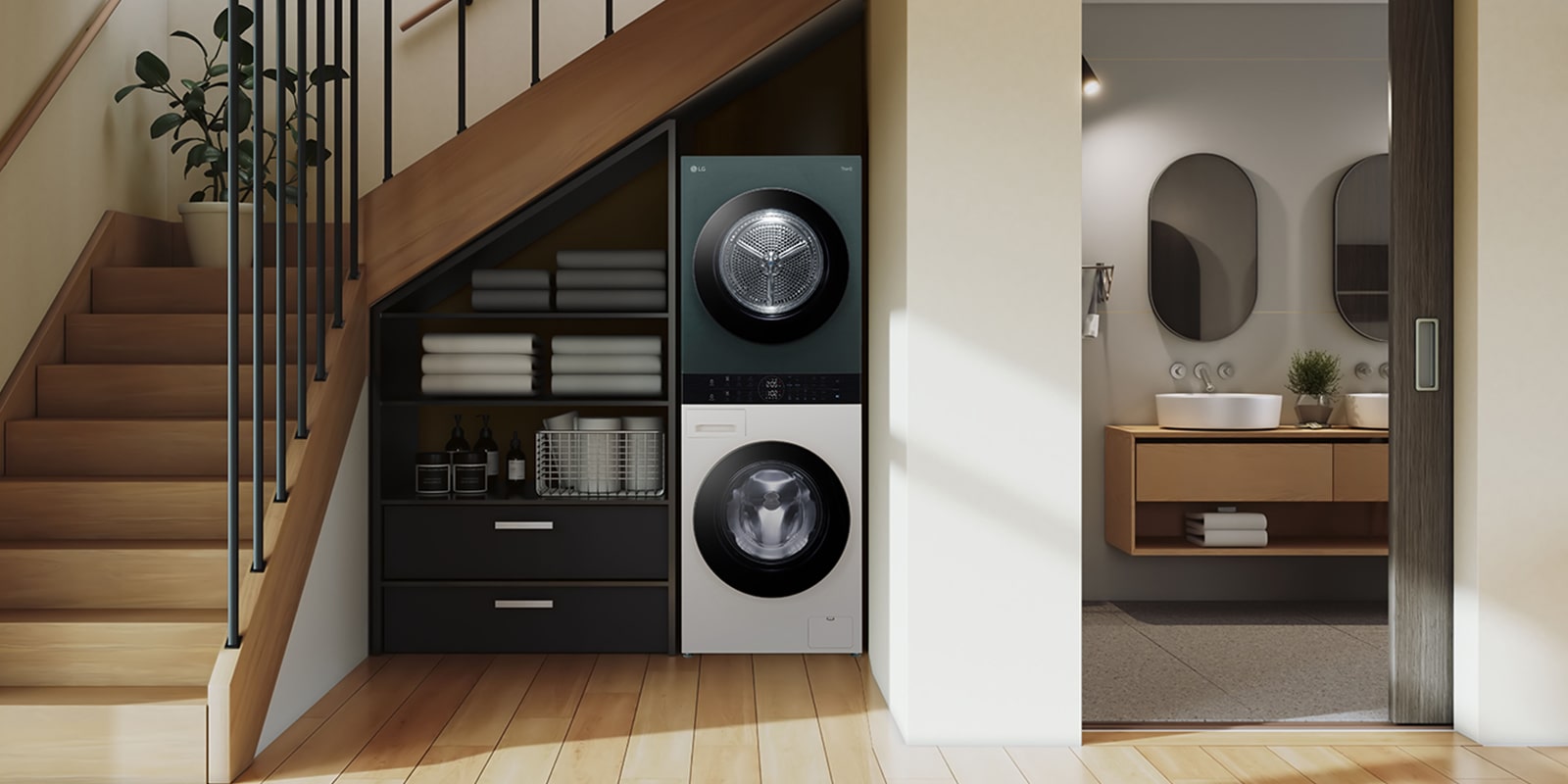 Acesta este peretele unei camere care seamănă cu o cameră de utilități. 