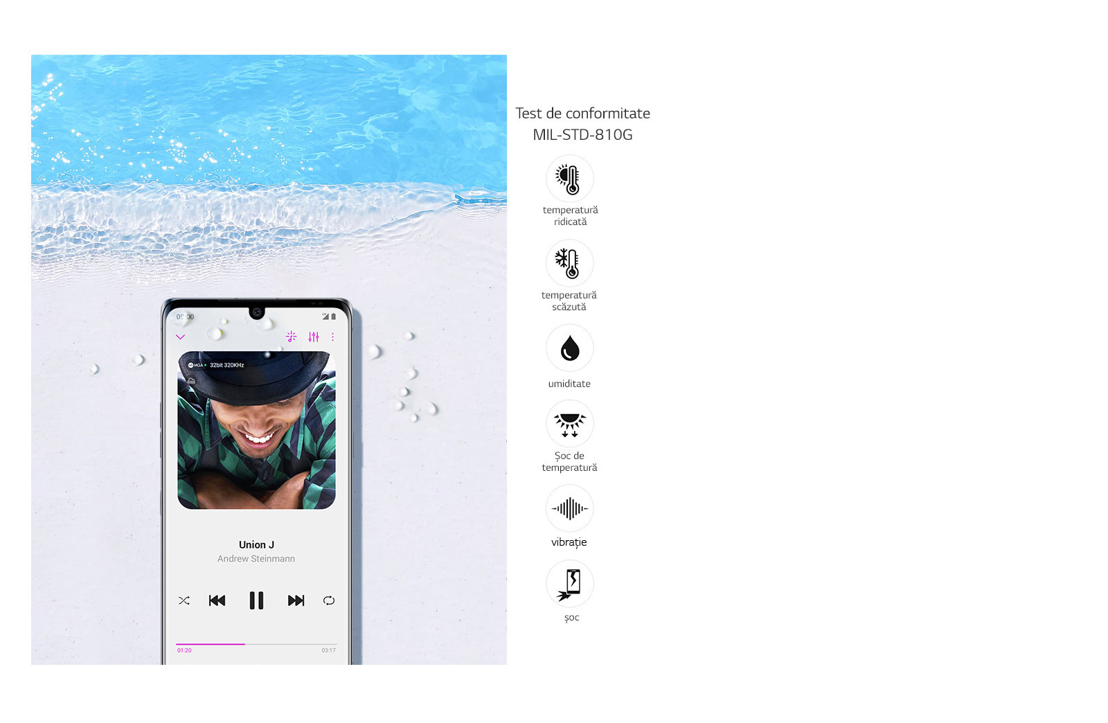 LG VELVET pe o plajă cu nisip.