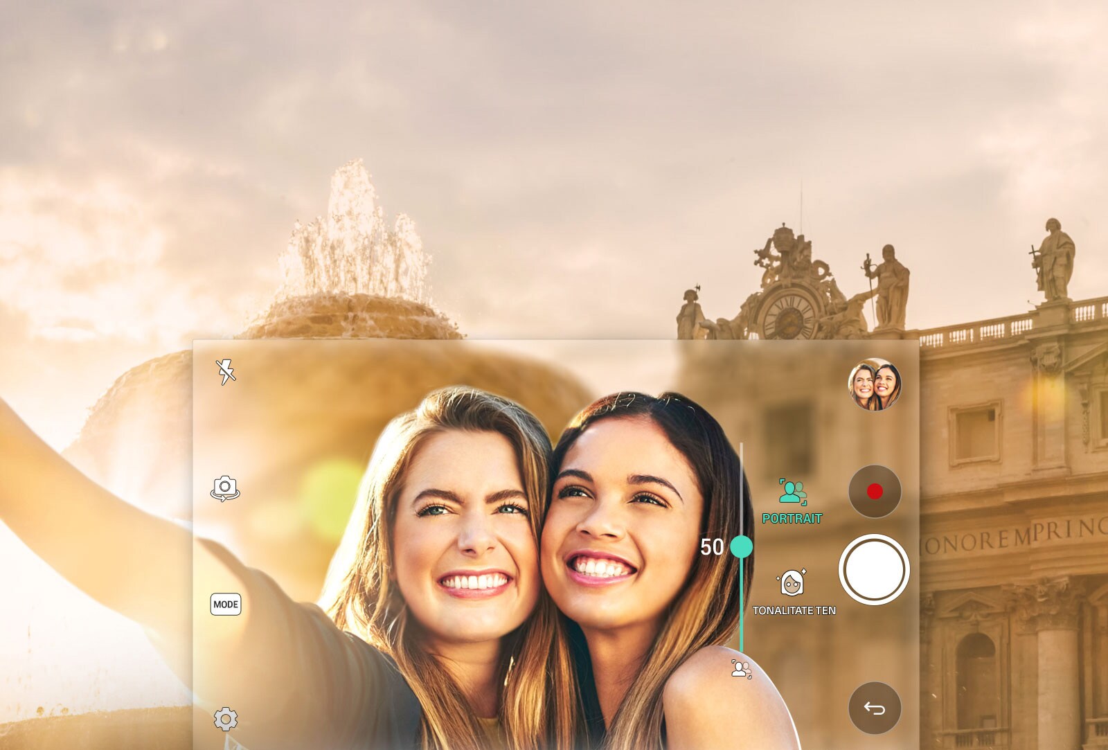 Cameră pentru selfie de 8 MP cu Mod portret<br>1