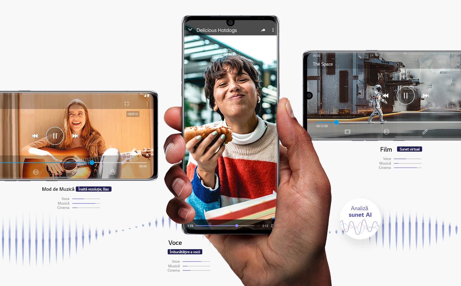 Video cu muzică, film, un vlog redat pe un smartphone.