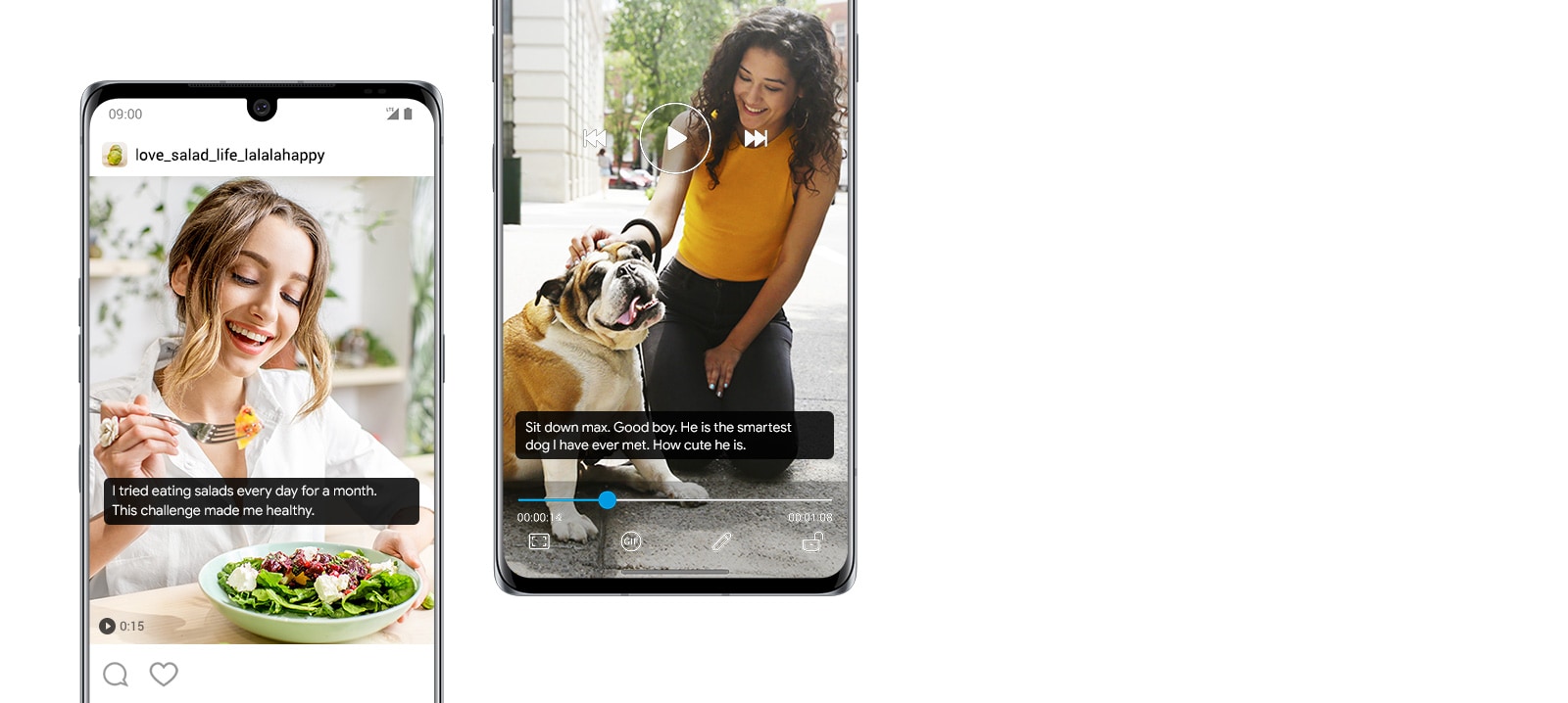 Subtitrare care se generează în timp real, pe videoclipuri redate pe smartphone.