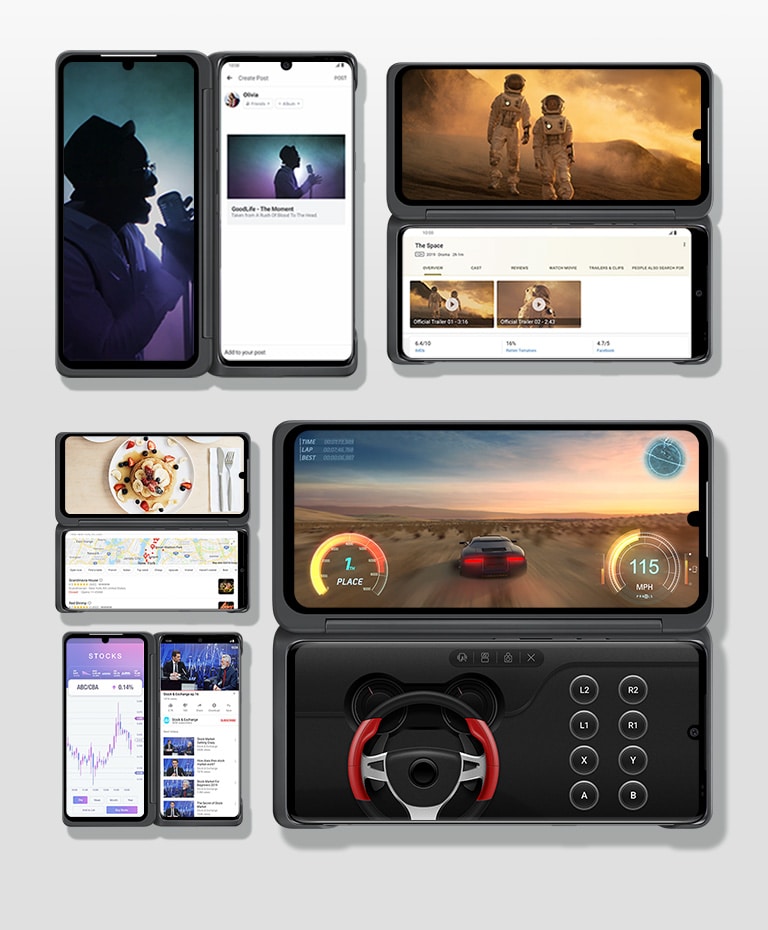 Diverse opțiuni multitasking disponibile pe ecranul dual.