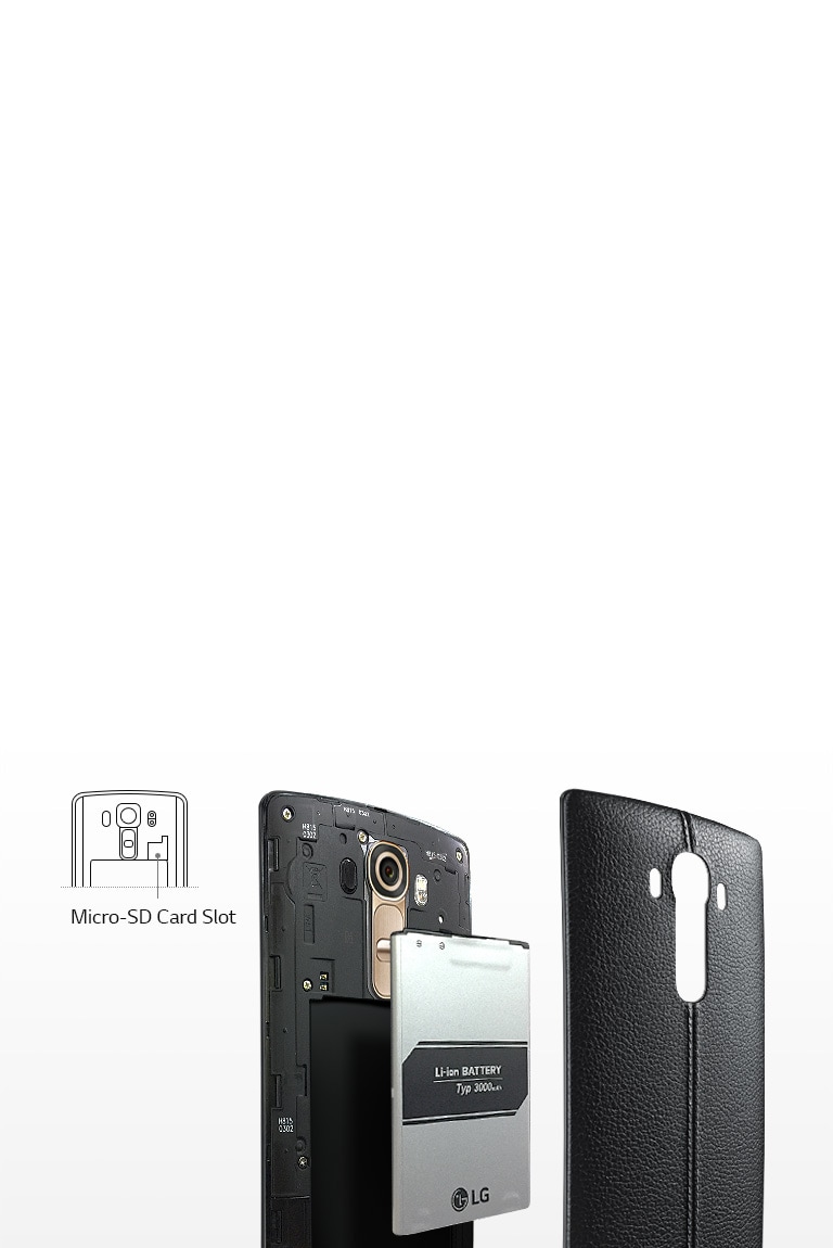 Baterie detașabilă 3,000mAh şi slot card Micro-SD2