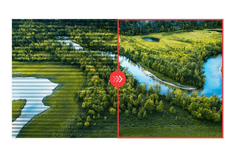 Imaginea din dreapta în modul Protecție împotriva efectului de flicker este clară fără să clipească, spre deosebire de imaginea din stânga.