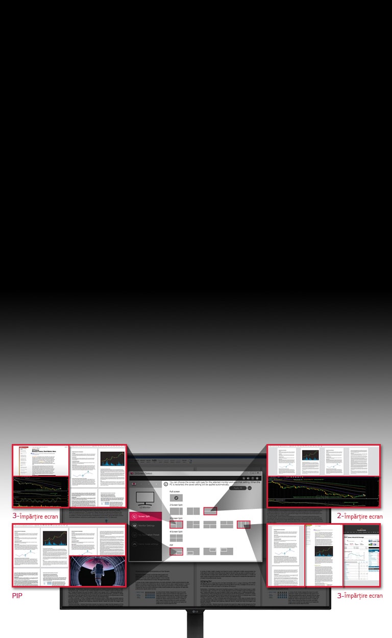 Opțiuni de împărțire a ecranului<br>2