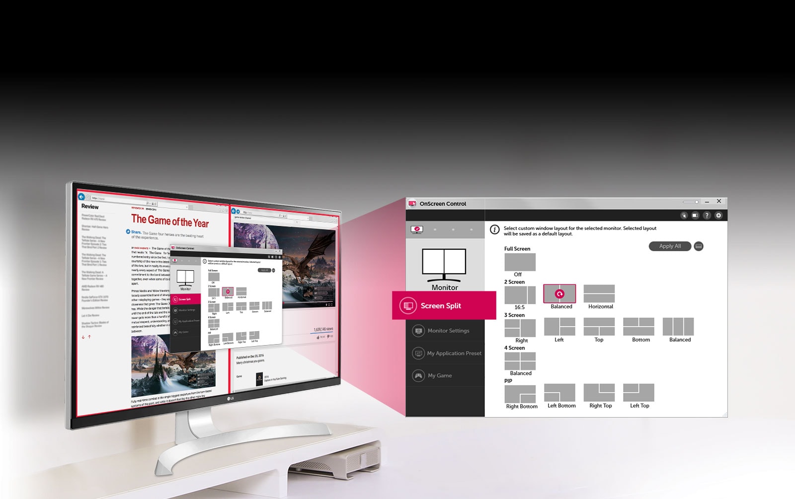 Opțiuni de divizare a ecranului cu un singur clic1