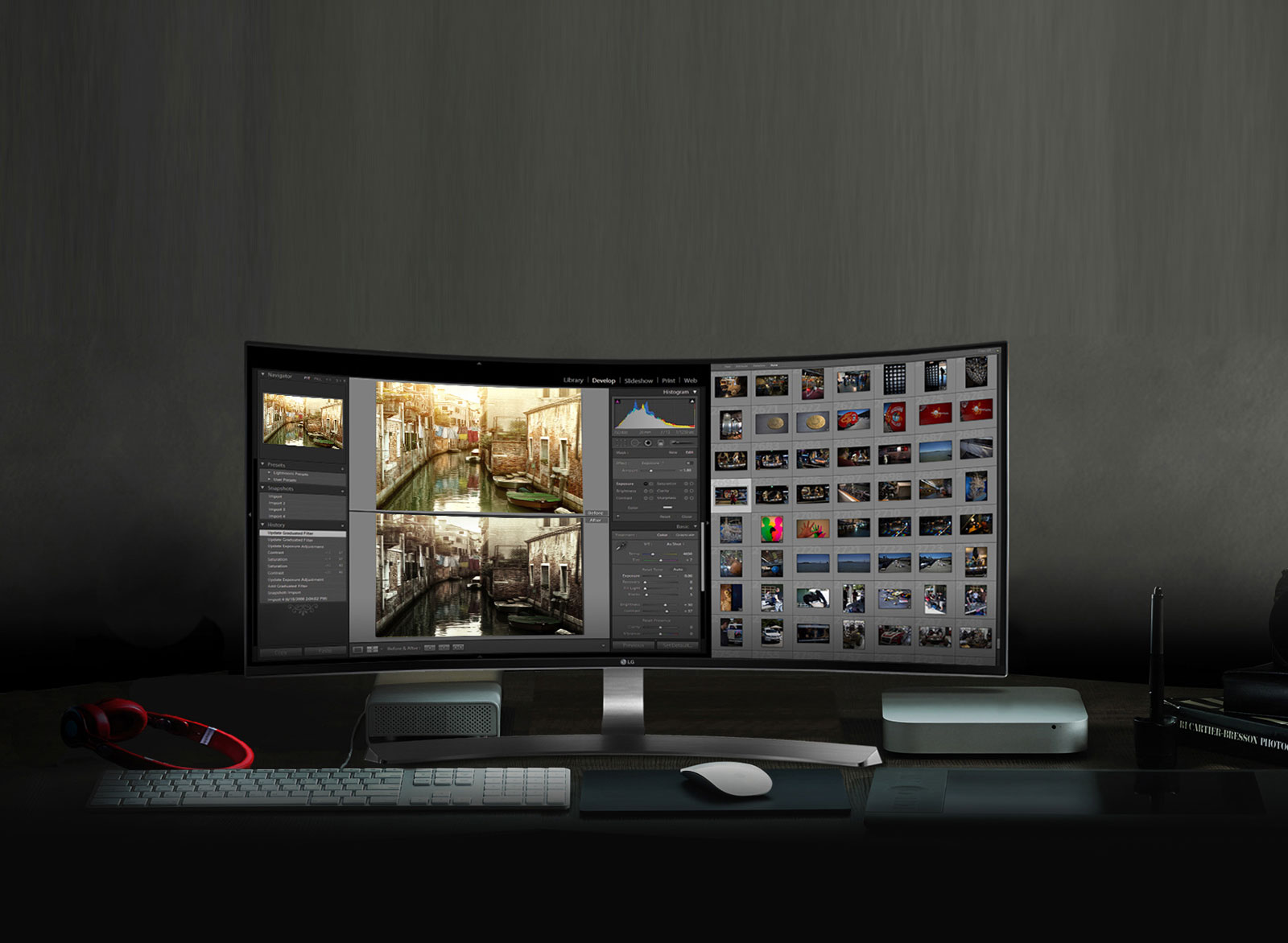 OQHD 21:9 curbat UltraWide™ pe afișaj IPS1