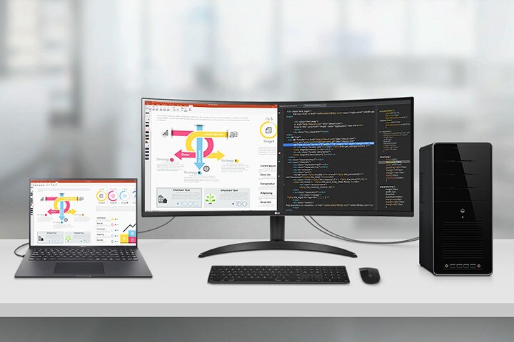Acest monitor vă permite să vedeți mai multe conținuturi de pe două computere cu funcția picture-by-picture, astfel încât vă ajută să procesați eficient munca.