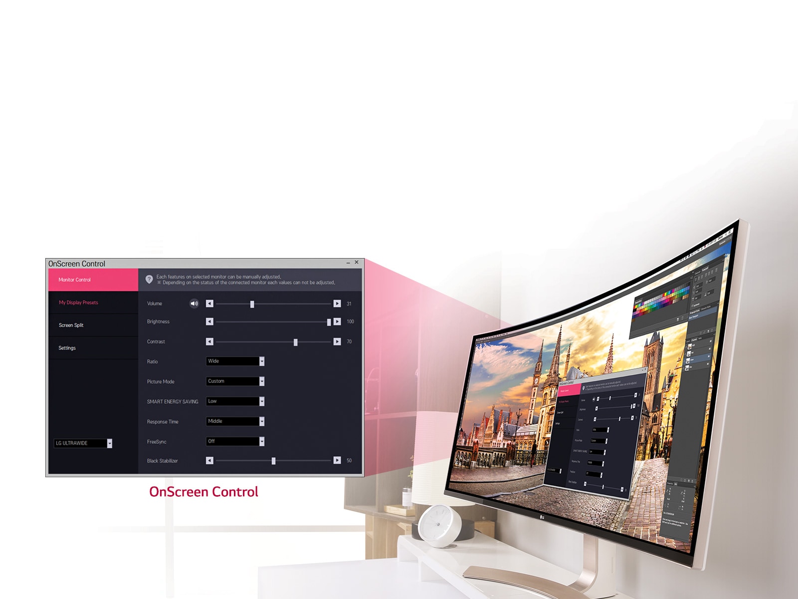Interfață intuitivă, cu OnScreen Control<br>1