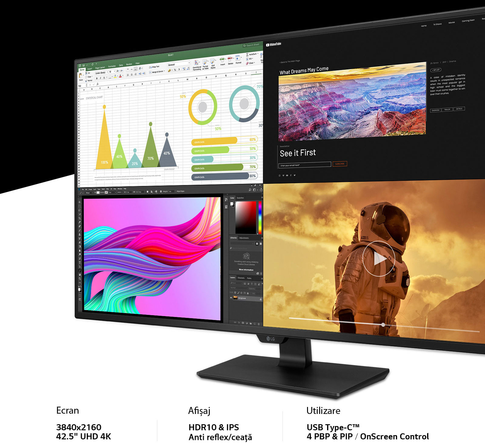 Ecran 4K masiv potrivit pentru utilizare mixtă