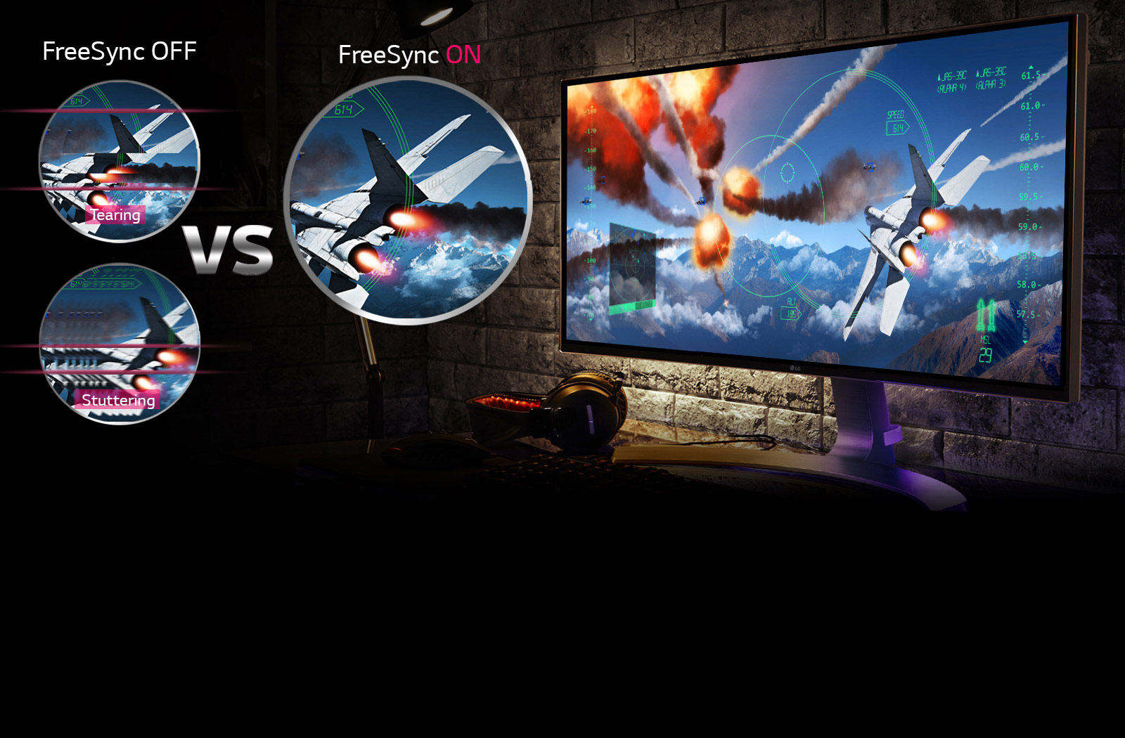 Scene clare, animate de gaming, cu FreeSync