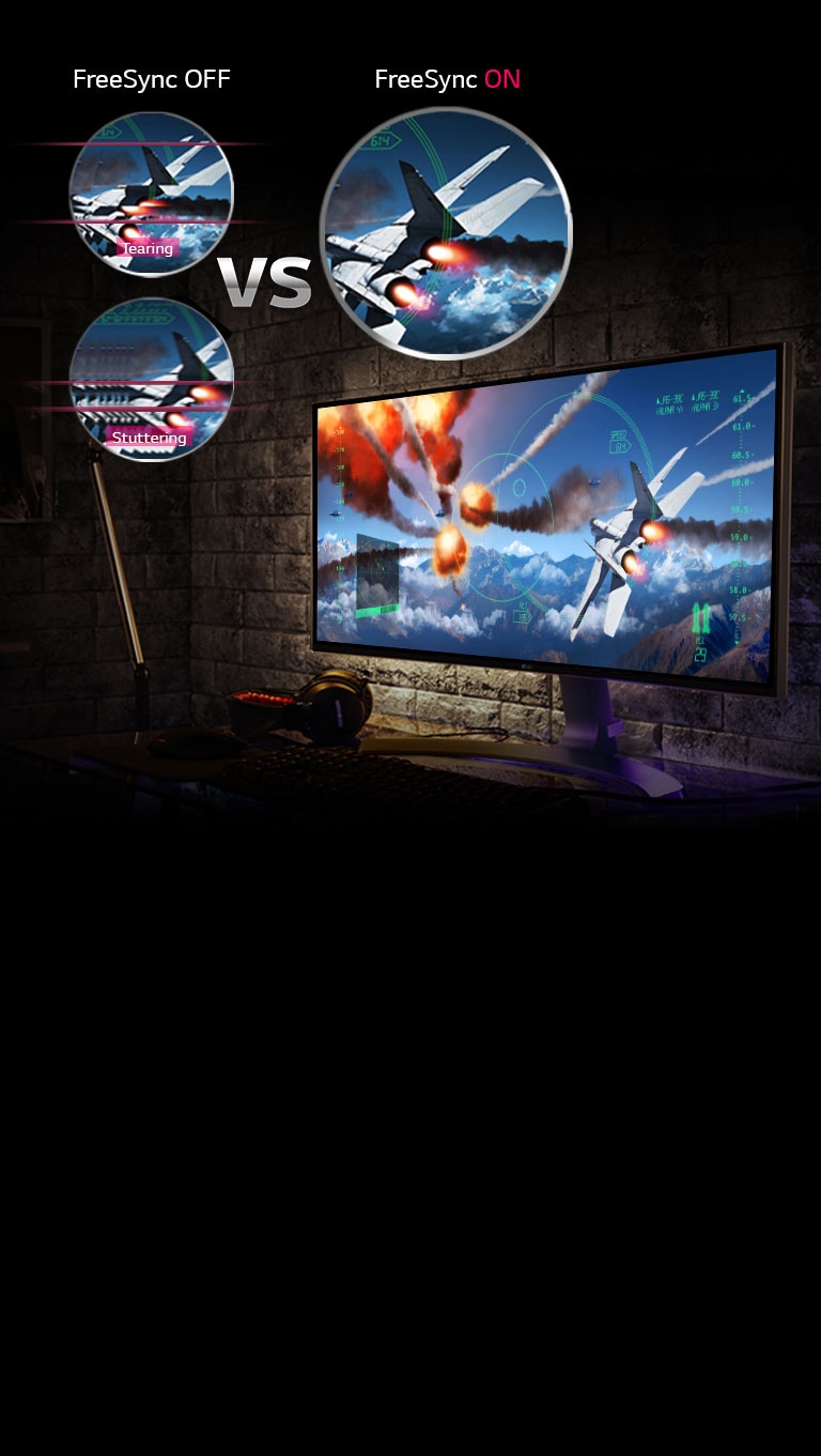 Scene clare, animate de gaming, cu FreeSync