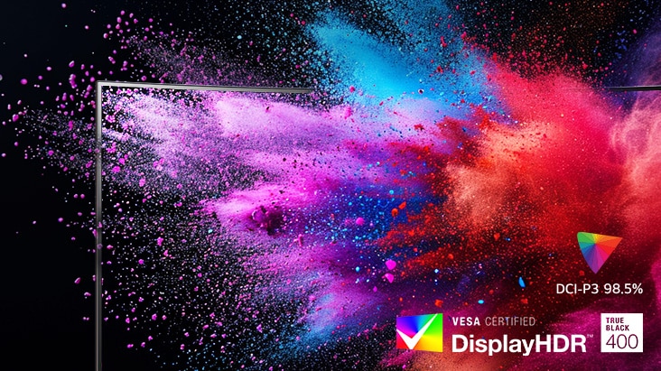 Detalii realiste cu DisplayHDR True Black 400 și DCI-P3 98.5%.