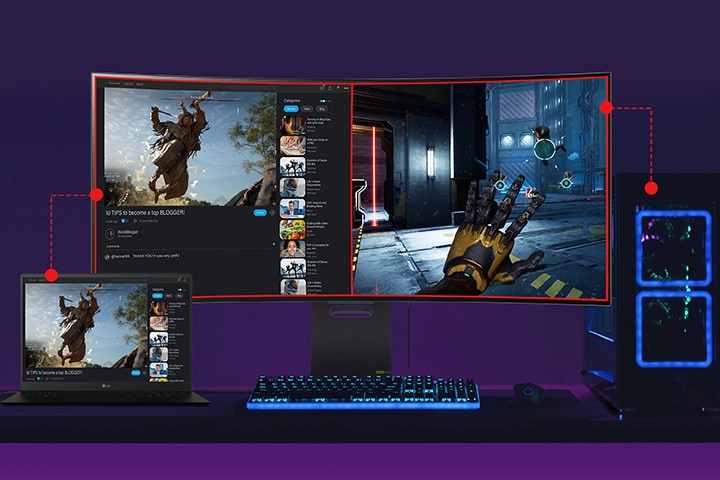 Ecranul împărțit, fiecare de la laptop sau PC.	