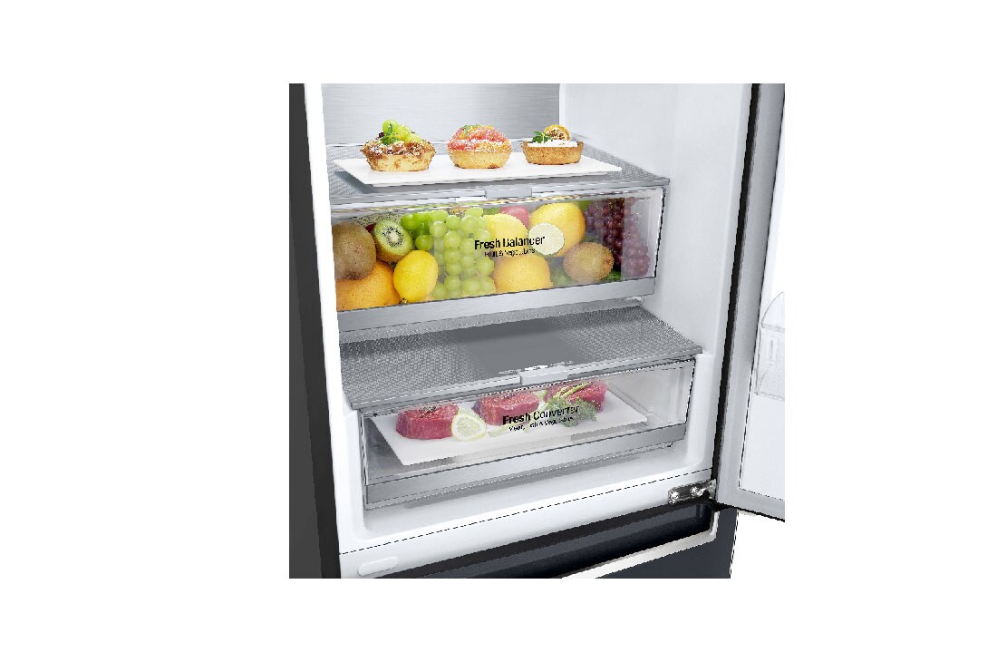 LG Combină frigorifică | Clasa D | 384 L | Total No Frost | Compresor Linear Inverter 10 ani garanție | Door Cooling+™ | FRESHConverter™ | Negru mat, GBB72MCVFN, thumbnail 4